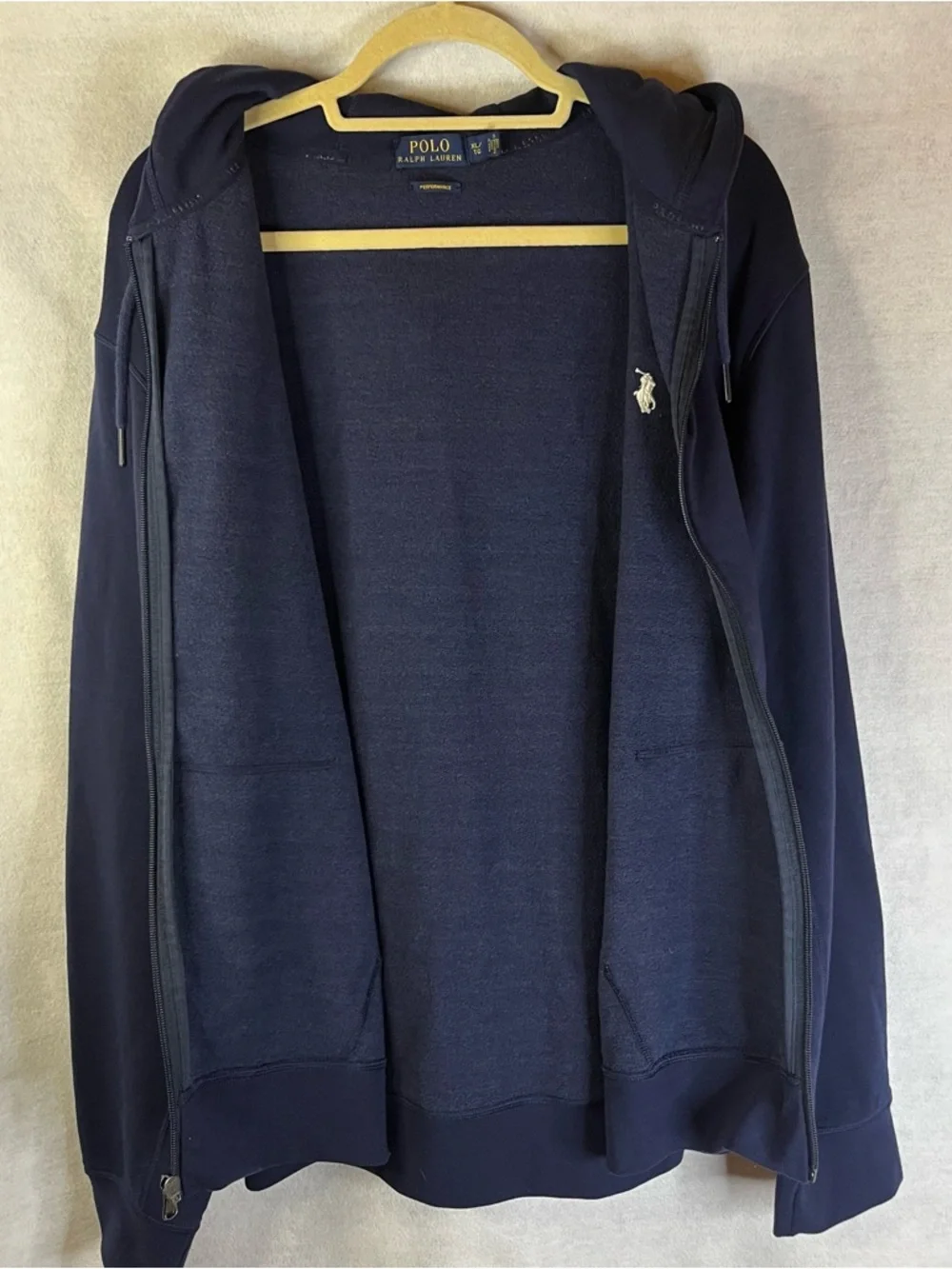 Polo Ralph Lauren Men's Hoodie Navy Blue Full Zip Sz‎ XL White Pony